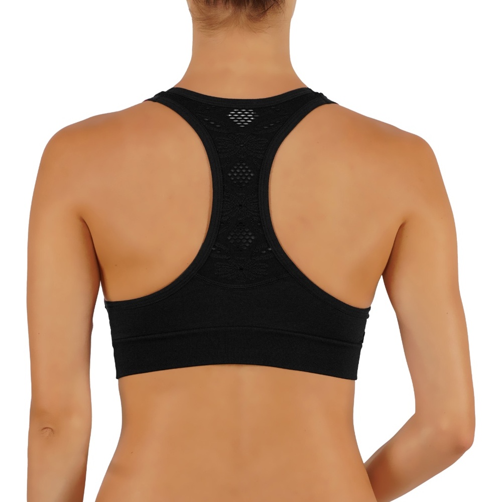 V neck push up sports bra in Black - Picture 3 of 4